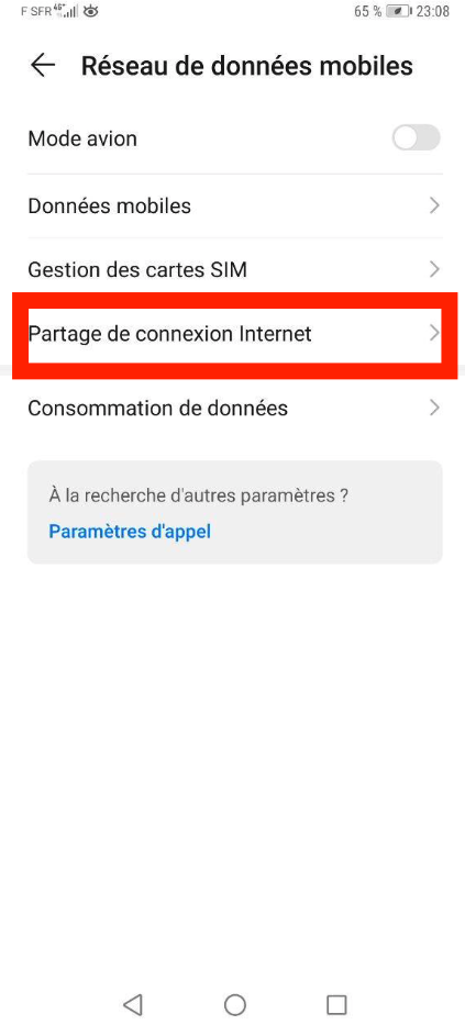 partage de données mobiles sur Android