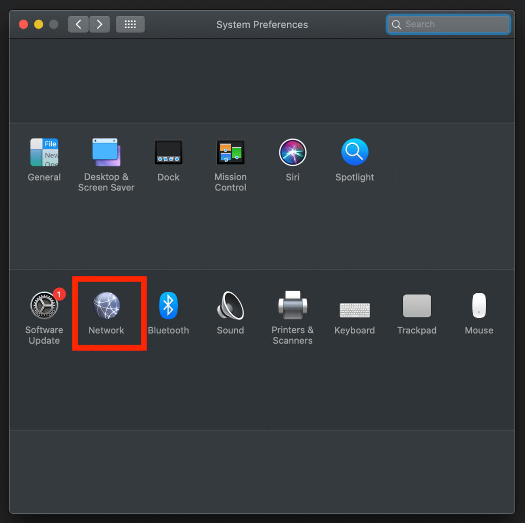 Paramètres Réseau sur Mac Catalina