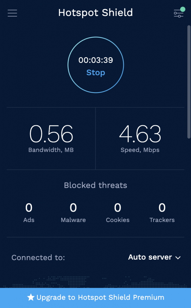 Interface Hotspot Shield-packVPN