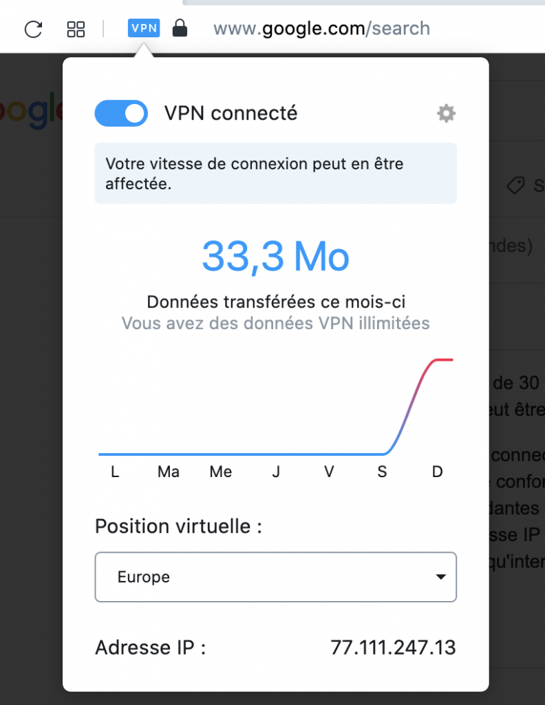 Interface Opera-packVPN