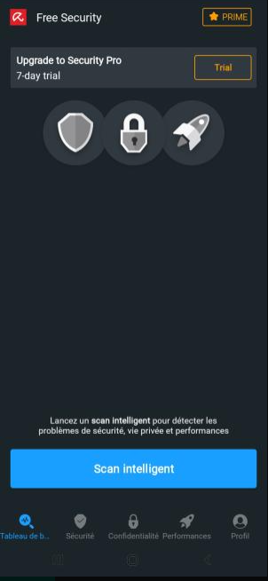 Interface Avira Security Mobile
