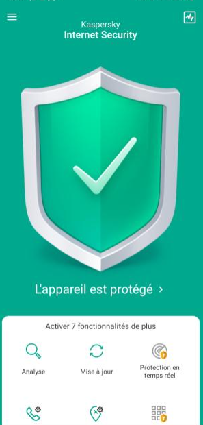 Interface Kaspersky mobile