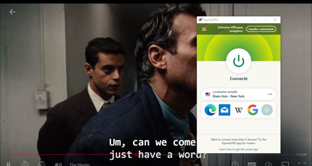 Lecture Netflix avec ExpressVPN active
