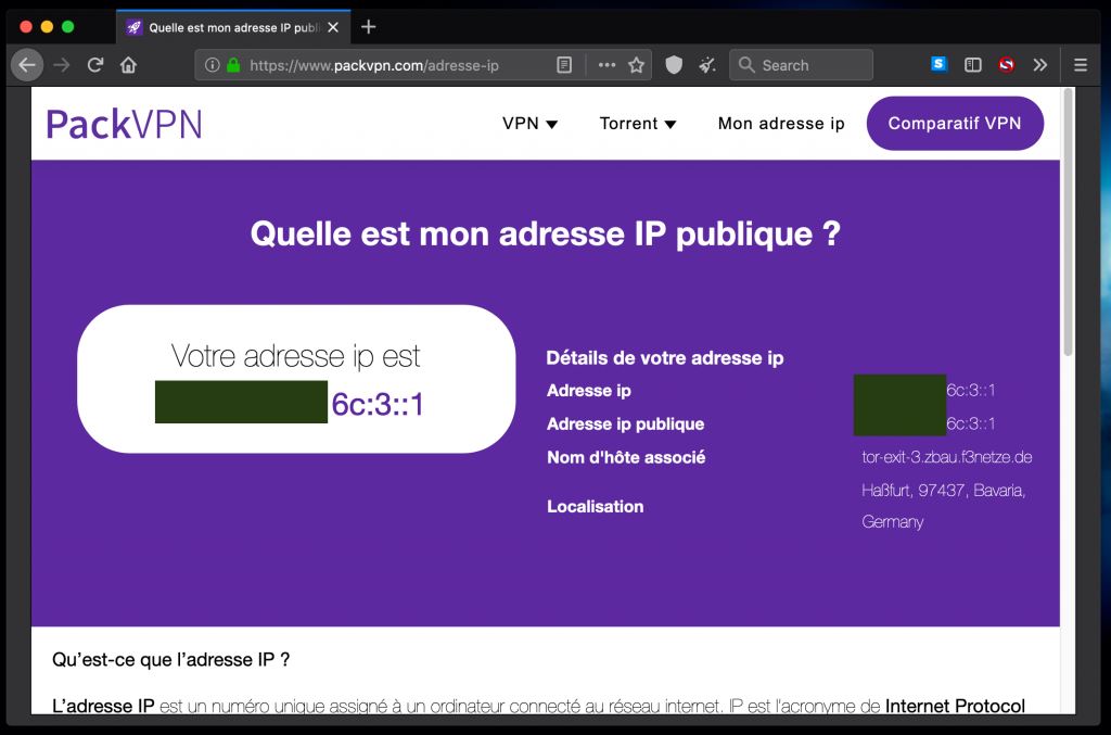 Navigateur Tor verification adresse IP